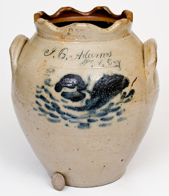 Extremely Rare and Important John Quincy Adams Stoneware Jar, W. GAY, Utica, NY, circa 1829