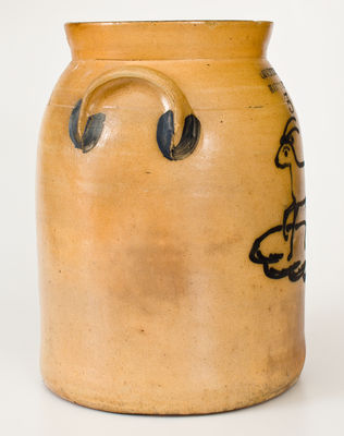 Exceedingly Rare COWDEN & WILCOX / HARRISBURG, PA 3 Stoneware Jar with Goat Decoration