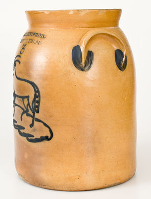 Exceedingly Rare COWDEN & WILCOX / HARRISBURG, PA 3 Stoneware Jar with Goat Decoration