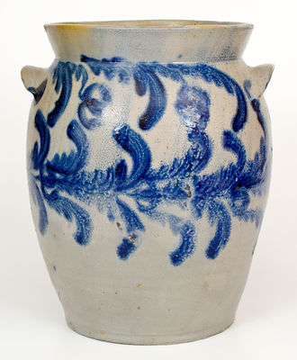 Fine Four-Gallon attrib. David Parr (Baltimore) Stoneware Jar w/ Profuse Decoration, c1825