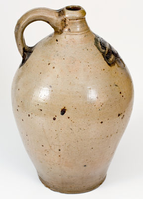 Rare Large-Sized J REMMEY / MANHATTAN-WELLS / NEW-YORK Stoneware Jug w/ Purplish Slip Decoration