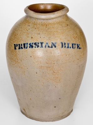 Extremely Rare PRUSSIAN BLUE Pigment Jar, attrib. Branch Green, Philadelphia, circa 1825