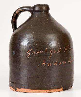 Very Rare Stoneware Andrew Jackson Poem Jug, probably Southern origin