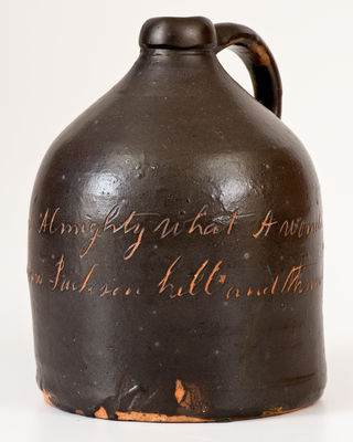 Very Rare Stoneware Andrew Jackson Poem Jug, probably Southern origin