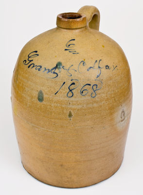 Very Rare "Grant & Colfax / 1868" Ohio Stoneware Jug (Ulysses S. Grant & Schuyler Colfax)