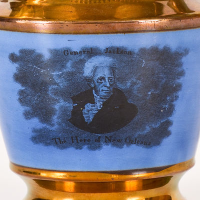 Copper Luster Andrew Jackson Pitcher, attrib. Enoch Wood & Sons, Burslem, England, c1820's