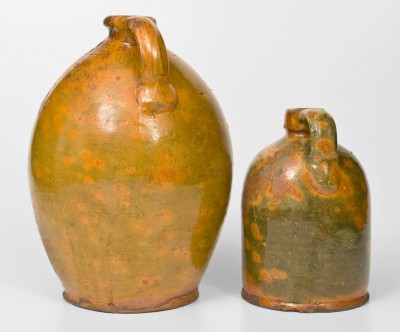 Two Glazed Galena, Illinois Redware Jugs