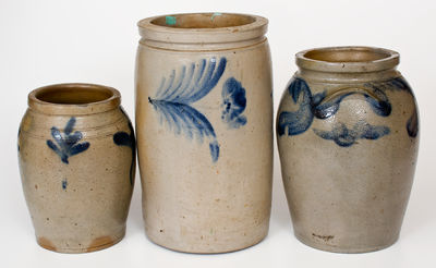 Three Cobalt-Decorated Baltimore Stoneware Jars