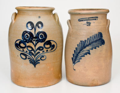 Two Pieces of Cobalt-Decorated Northeastern American Stoneware