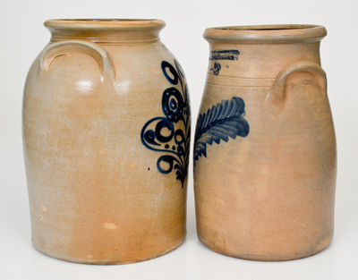 Two Pieces of Cobalt-Decorated Northeastern American Stoneware
