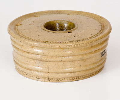 Scarce Stoneware Presentation Inkwell, attrib. Nathan Clark, Sr., Athens, NY, c1825-35