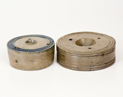 Two Northeastern American Salt-Glazed Stoneware Inkwells