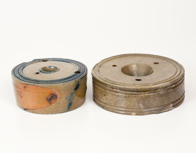 Two Northeastern American Salt-Glazed Stoneware Inkwells