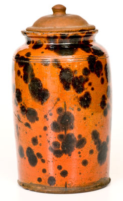 Glazed Pennsylvania Redware Jar with Lid