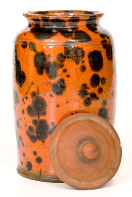 Glazed Pennsylvania Redware Jar with Lid