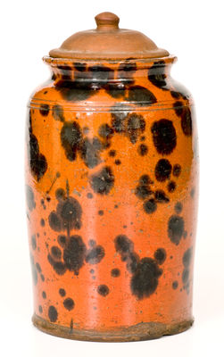 Glazed Pennsylvania Redware Jar with Lid