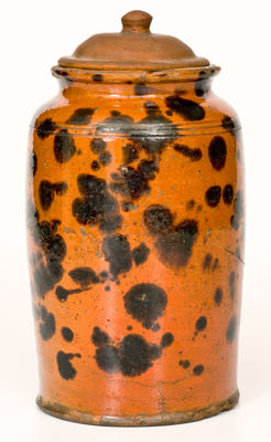 Glazed Pennsylvania Redware Jar with Lid