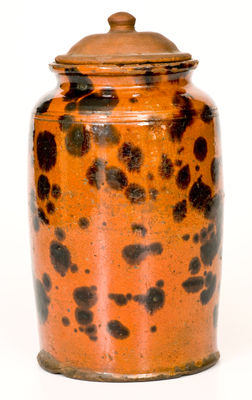 Glazed Pennsylvania Redware Jar with Lid