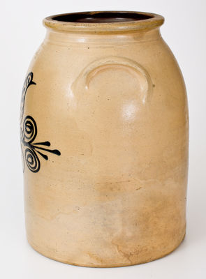 Rare Four-Gallon EDMANDS (Charlestown / Boston, MA) Stoneware Jar w/ Black-Slip Bird Design