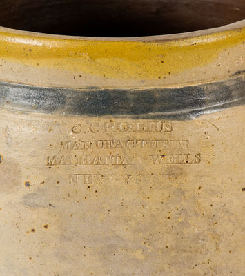 C. CROLIUS / MANUFACTURER / MANHATTAN-WELLS / NEW-YORK Stoneware Jar