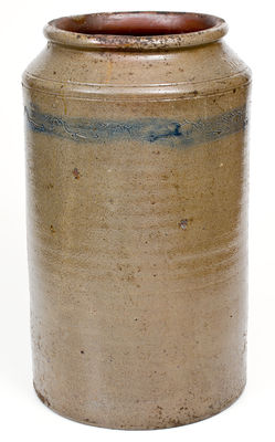 Rare Large-Sized att. Branch Green, Philadelphia Stoneware Jar w/ Coggled Bird-and-Leaf Motif