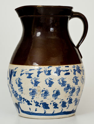 Rare Spongeware Pitcher, Dated 