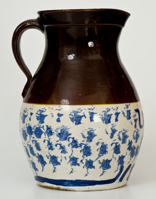 Rare Spongeware Pitcher, Dated 