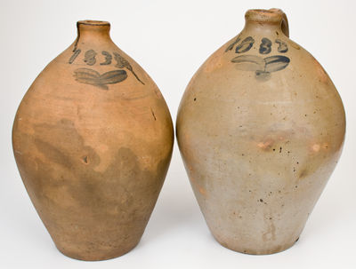 Two 1833 Stoneware Jugs, probably Eaton & Stout, South River, New Jersey