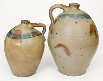 Two attrib. Branch Green Stoneware Jugs w/ Coggled Decoration (Philadelphia, circa 1820)