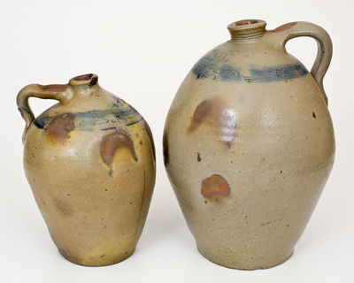 Two attrib. Branch Green Stoneware Jugs w/ Coggled Decoration (Philadelphia, circa 1820)