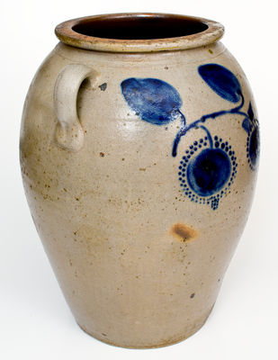 Fine Ten-Gallon Ohio Stoneware Jar w/ Cobalt Fruit Decoration, circa 1870