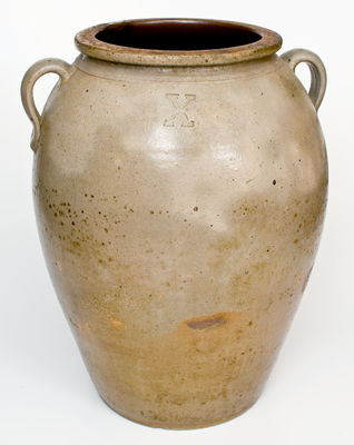 Fine Ten-Gallon Ohio Stoneware Jar w/ Cobalt Fruit Decoration, circa 1870