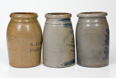 Three Cobalt-Decorated Stoneware Jars, Southwestern PA or West Virginia origin
