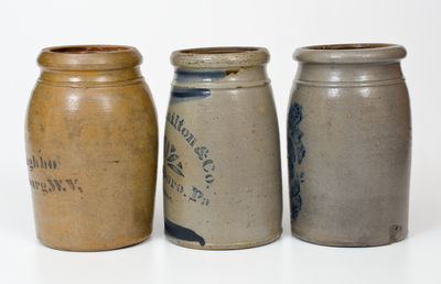 Three Cobalt-Decorated Stoneware Jars, Southwestern PA or West Virginia origin