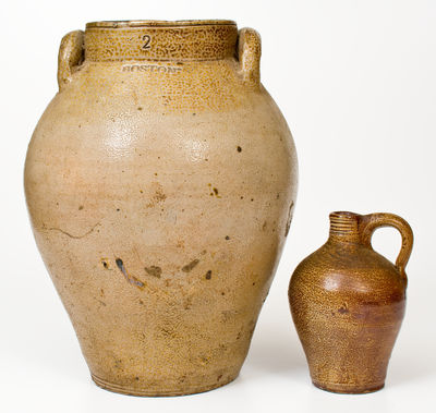 Two Pieces of Iron-Decorated Stoneware attrib. Frederick Carpenter, Charlestown / Boston, early 19th century