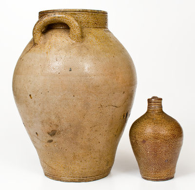 Two Pieces of Iron-Decorated Stoneware attrib. Frederick Carpenter, Charlestown / Boston, early 19th century