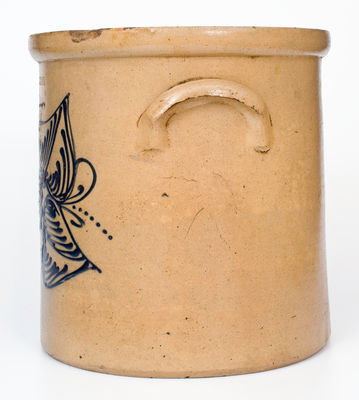 Six-Gallon WHITES UTICA Stoneware Crock w/ Elaborate Cobalt Floral Decoration, circa 1875