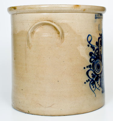 Six-Gallon J. & E. NORTON, / BENNINGTON, VT Stoneware Crock w/ Cobalt Flower Basket Design