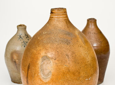 Three Connecticut Salt-Glazed Stoneware Jugs, early 19th century