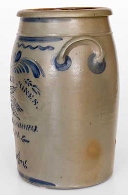 Four-Gallon HAMILTON & JONES / GREENSBORO, PA Stoneware Eagle Jar