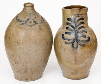 Two Pieces of Cobalt-Decorated Stoneware, Northeastern U.S. origin, early 19th century