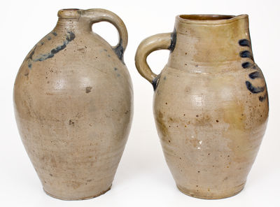 Two Pieces of Cobalt-Decorated Stoneware, Northeastern U.S. origin, early 19th century