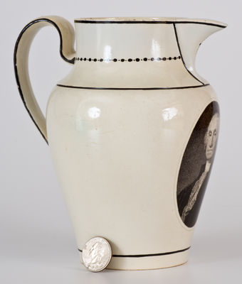 George Washington Creamware Herculaneum Pitcher, Liverpool, England, early 19th century