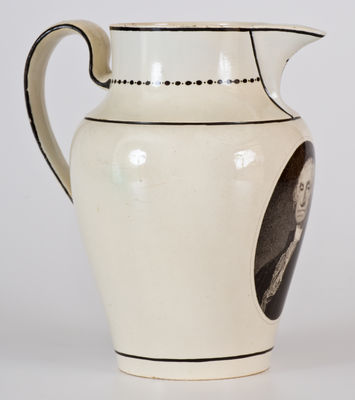 George Washington Creamware Herculaneum Pitcher, Liverpool, England, early 19th century