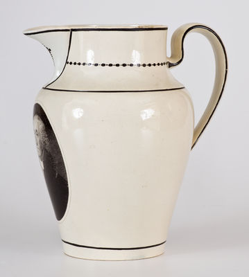 George Washington Creamware Herculaneum Pitcher, Liverpool, England, early 19th century