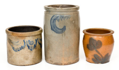 Three Pieces of Cobalt-Decorated American Stoneware