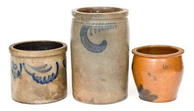 Three Pieces of Cobalt-Decorated American Stoneware