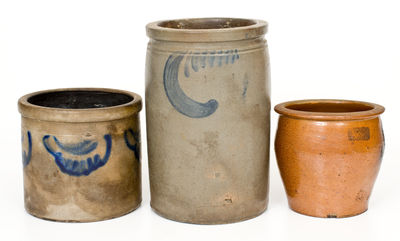 Three Pieces of Cobalt-Decorated American Stoneware