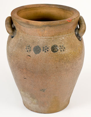 Rare Northeastern American Stoneware Jar w/ Impressed Decoration, early 19th century