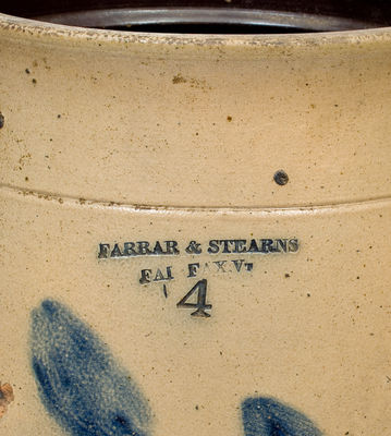 Scarce FARRAR & STEARNS / FAIRFAX, Vermont Stoneware Churn